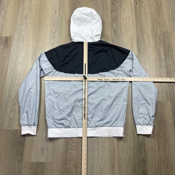 Nike Jacket Mens Medium Black White Gray Hooded Windbreaker Full Zip Colorblock - Picture 11 of 15